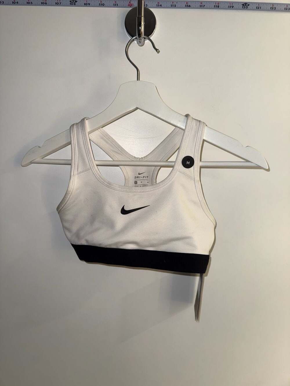 Nike Girls Dri-FIT Racerback Sports Bra White/Black Size M